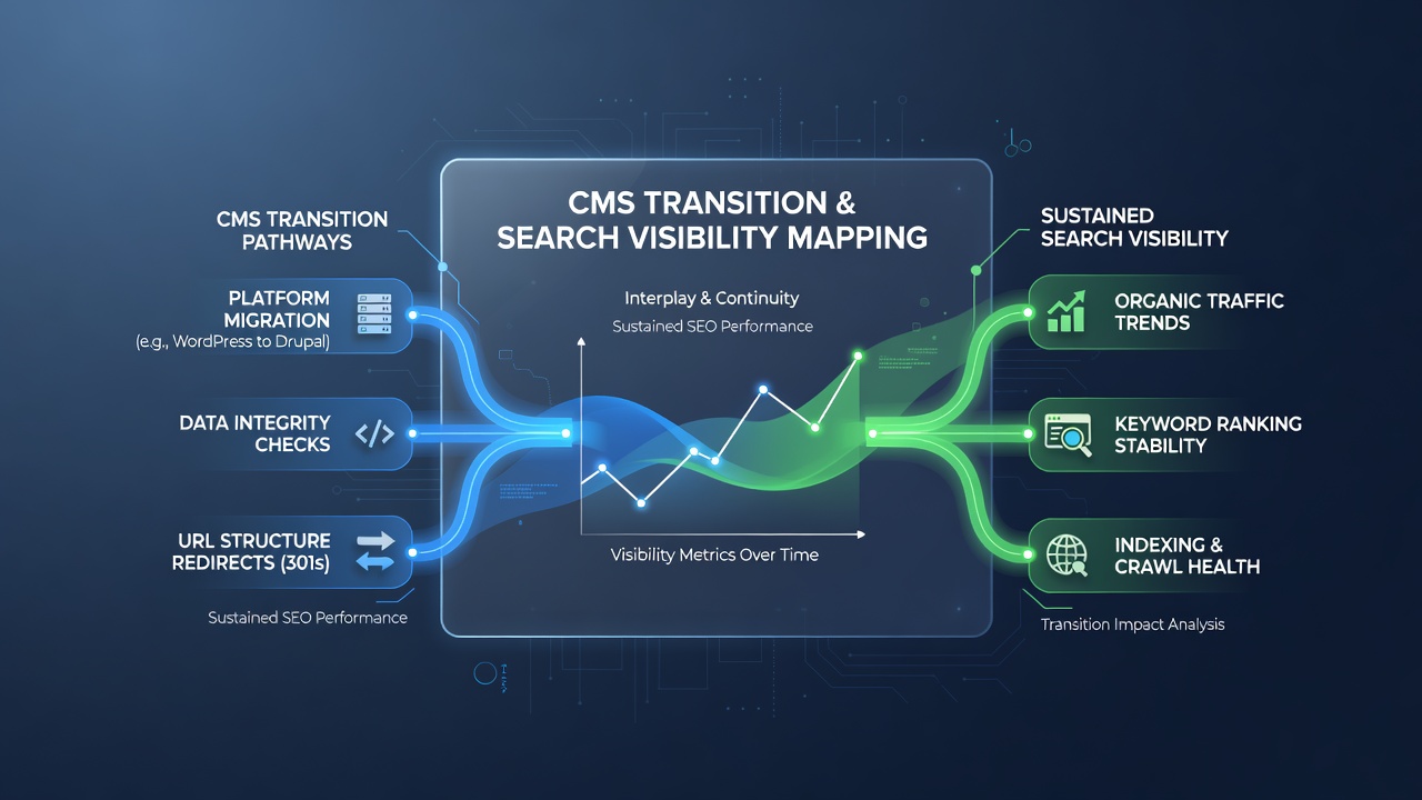 Mapping the Interplay Between Content Management System Transitions and Sustained Search Engine Visibility